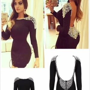 Irene  beautiful beaded backless bandage dress